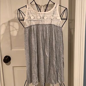 Grey Tank Top with Cream Mesh - Size XL